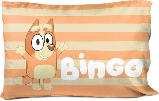 Bluey Hello 1 Single Reversible Pillowcase - Double-Sided Kids Super Soft Bedding (Official Bluey Product)